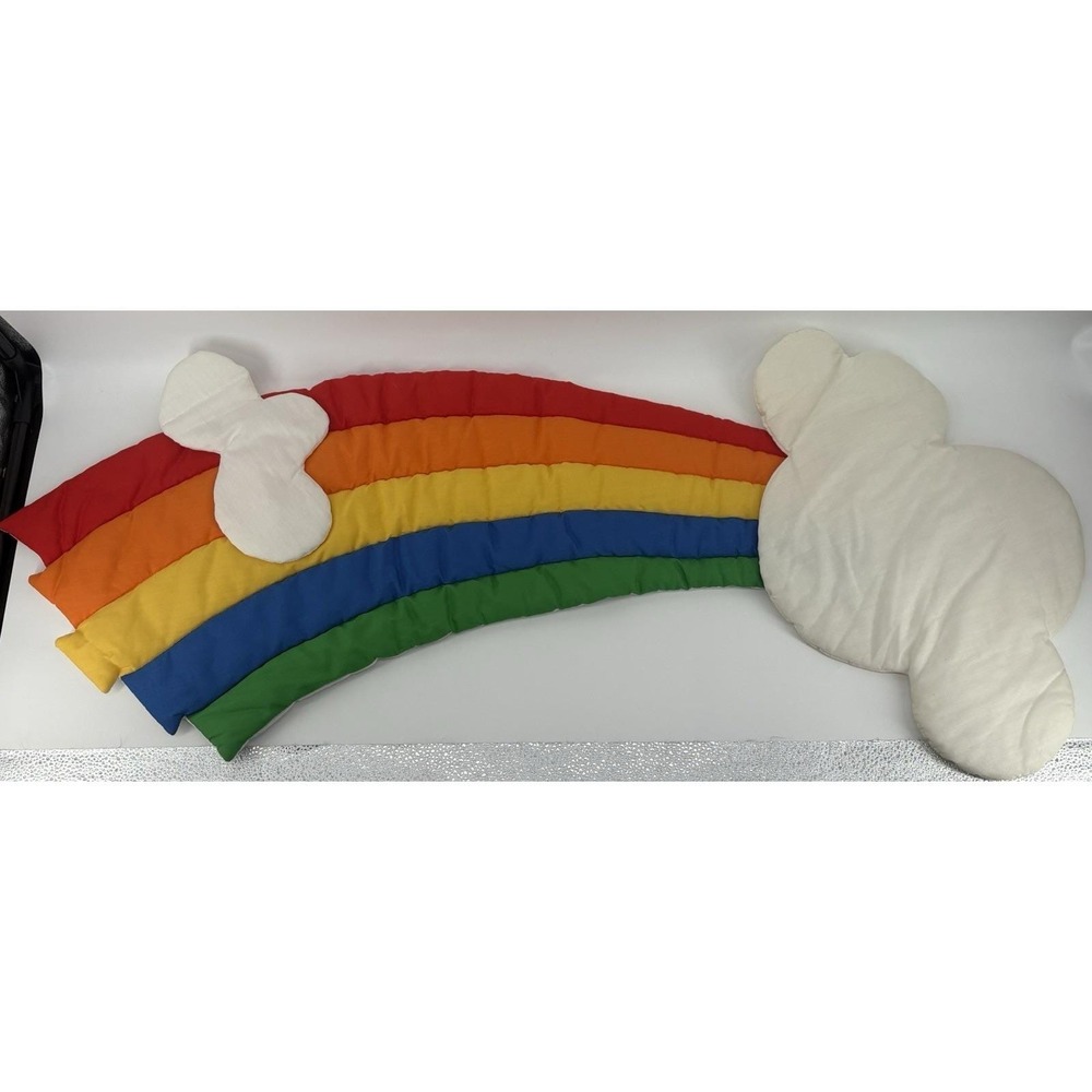 Vintage 1980s Wooltex Quilted Fabric Rainbow Cloud Rainbow Brite Decor Nursery